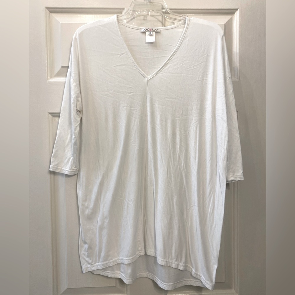 Joy Joy XS White V neck Tunic Blouse